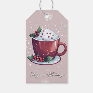 Christmas Cup of Hot Chocolate Blush Pink Gift Tags