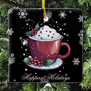 Christmas Cup of Hot Chocolate Ceramic Ornament