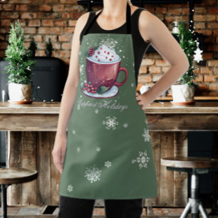 Christmas Cup of Hot Chocolate Green Apron