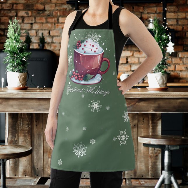 Christmas Cup of Hot Chocolate | Green Apron (Green Christmas Cup of Hot Chocolate Apron)