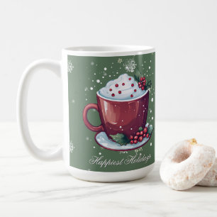 Christmas Cup of Hot Chocolate   Green Coffee Mug