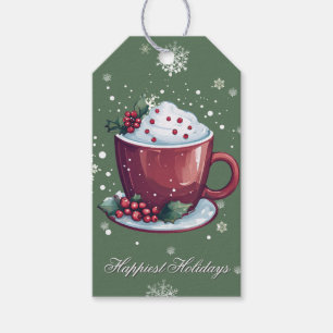 Christmas Cup of Hot Chocolate Green Gift Tags