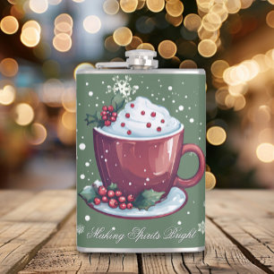 Christmas Cup of Hot Chocolate   Green Hip Flask
