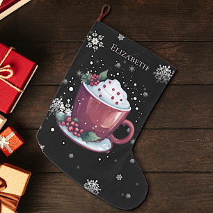 Christmas Cup of Hot Chocolate Personalised Large Christmas Stocking