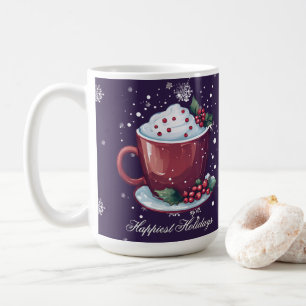 Christmas Cup of Hot Chocolate   Purple Coffee Mug