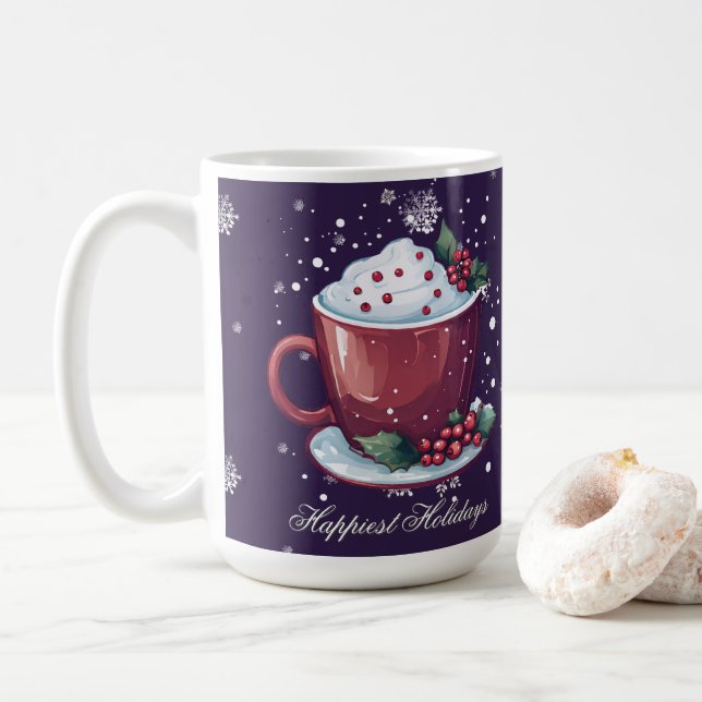 Christmas Cup of Hot Chocolate | Purple Coffee Mug (With Donut)