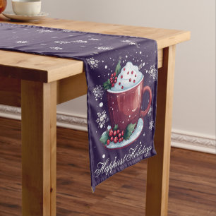 Christmas Cup of Hot Chocolate   Purple Medium Table Runner