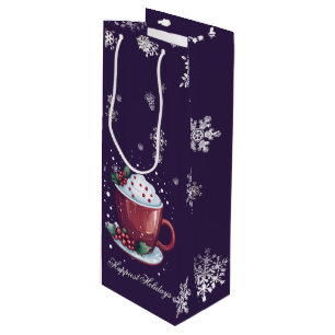 Christmas Cup of Hot Chocolate   Purple Wine Gift Bag
