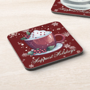 Christmas Cup of Hot Chocolate Red Coaster