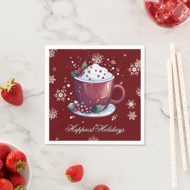 Christmas Cup of Hot Chocolate | Red Napkin (Insitu)
