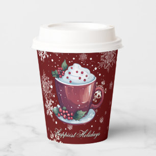 Christmas Cup of Hot Chocolate Red Paper Cups