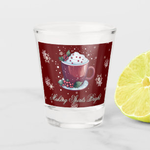 Christmas Cup of Hot Chocolate Red Shot Glass