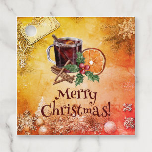 Christmas Cup Orange Holly Berry Cinnamon Greeting Favour Tags
