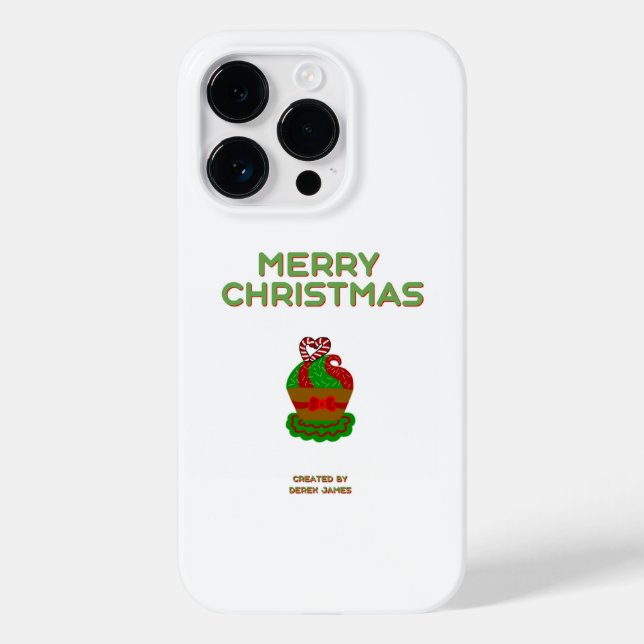 Christmas Cupcake Apple iPhone 14 Pro Case (Back)