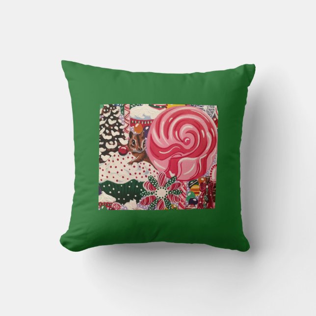 Christmas Cupcake Chipmunk Cushion (Front)