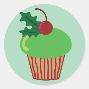Christmas Cupcake Classic Round Sticker