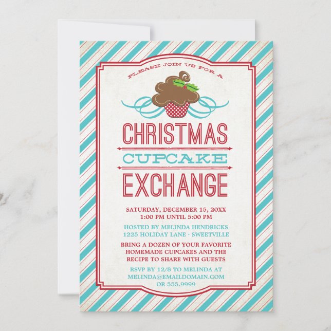 Christmas Cupcake Exchange Party Invitation (Front)