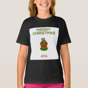 Christmas Cupcake Girl's Black Basic T Shirt