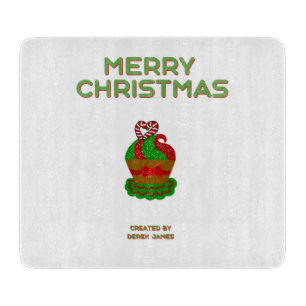 Christmas Cupcake Glass Cutting Board