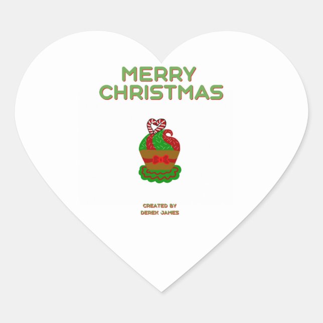 Christmas Cupcake Heart Sticker (Front)
