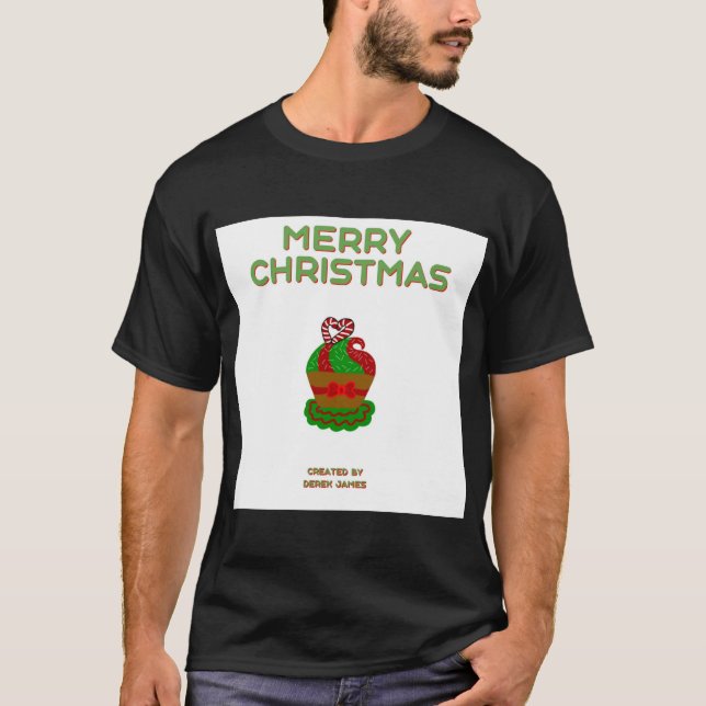 Christmas Cupcake Men's Black Basic T Shirt (Front)