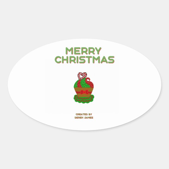 Christmas Cupcake Oval Sticker (Front)
