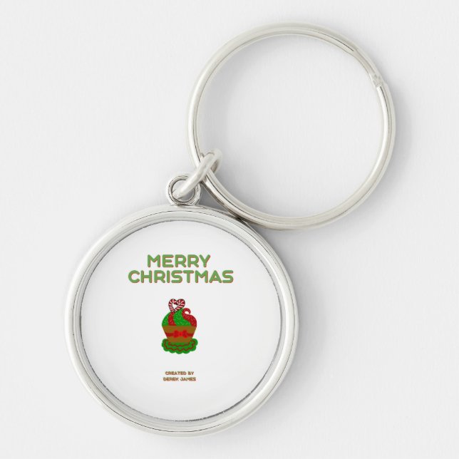 Christmas Cupcake Premium Round Keychain (Front)