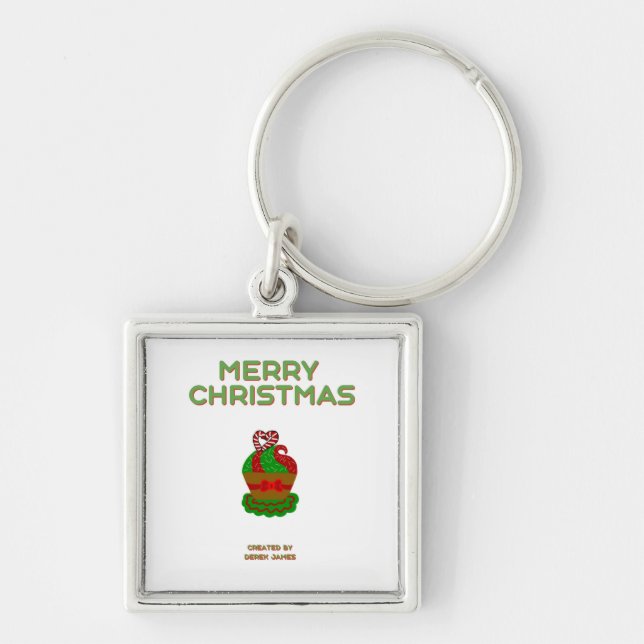 Christmas Cupcake Premium Square Keychain (Front)