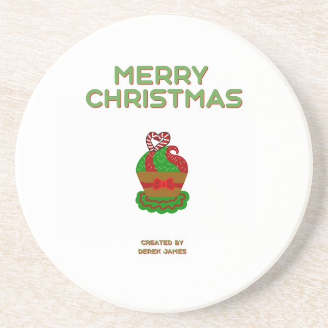 Christmas Cupcake Sandstone Coaster (Front)