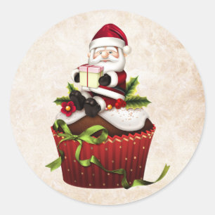 Christmas Cupcake Santa Sticker