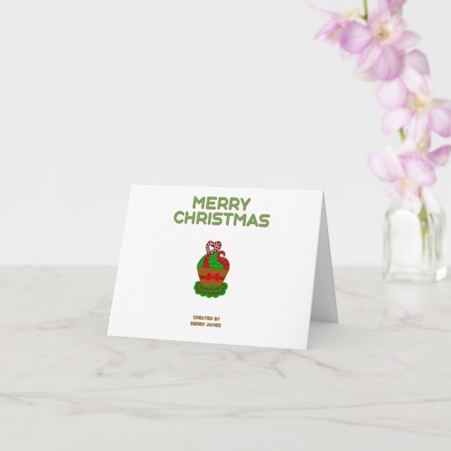 Christmas Cupcake Small Horizontal Greeting Card (Orchid)