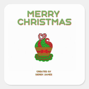 Christmas Cupcake Square Sticker