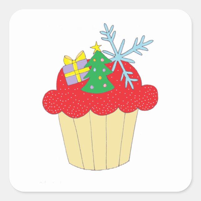 Christmas Cupcake Square Sticker (Front)