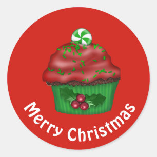 Christmas Cupcake Sticker