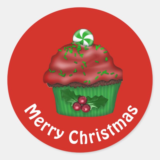 Christmas Cupcake Sticker (Front)