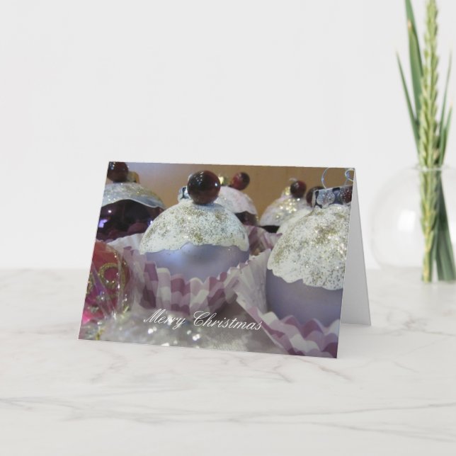 Christmas Cupcake Tree Decorations Holiday Card (Front)