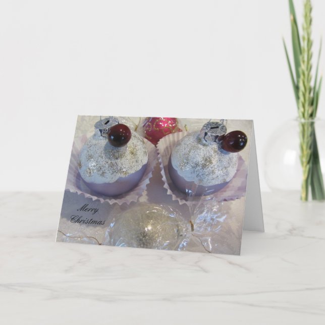 Christmas Cupcake Tree Decorations Holiday Card (Front)