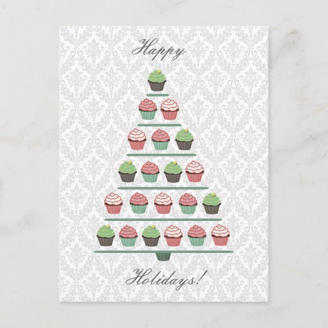 Christmas Cupcake Tree Stand Postcard (Front)