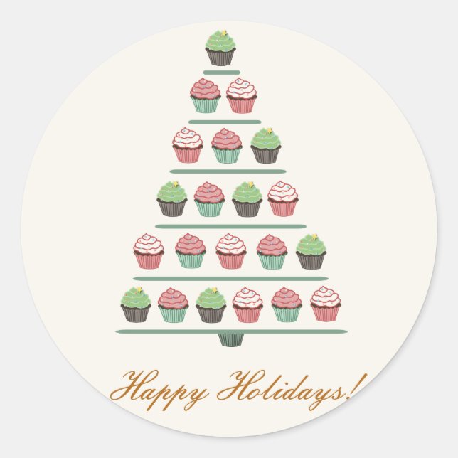 Christmas Cupcake Tree Stand Sticker (Front)