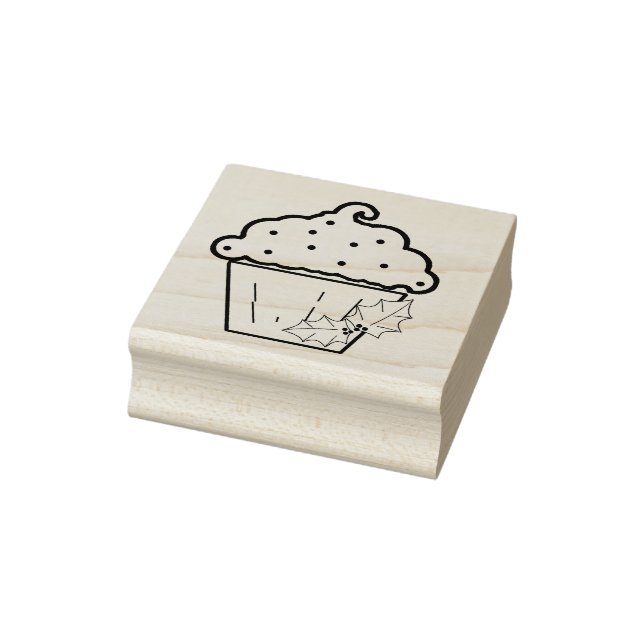 Christmas Cupcake with Holly Art Stamp (Stamp)