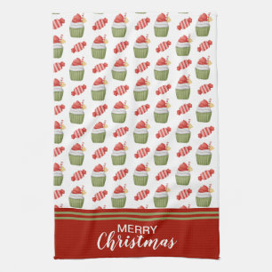 Christmas Cupcakes and Candies Tea Towel