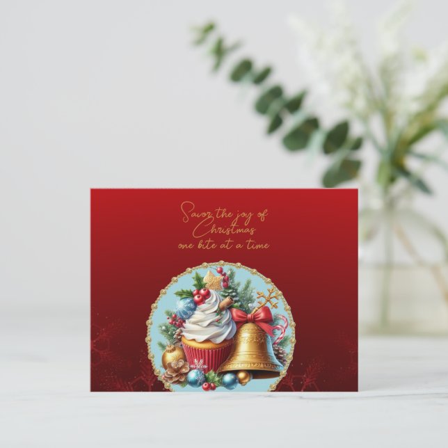 Christmas Cupcakes Savor the Joy Postcard (Standing Front)