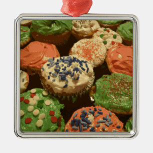 Christmas Cupcakes with Sprinkles Metal Tree Decoration