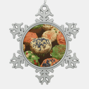 Christmas Cupcakes with Sprinkles Snowflake Pewter Christmas Ornament
