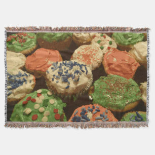 Christmas Cupcakes with Sprinkles Throw Blanket