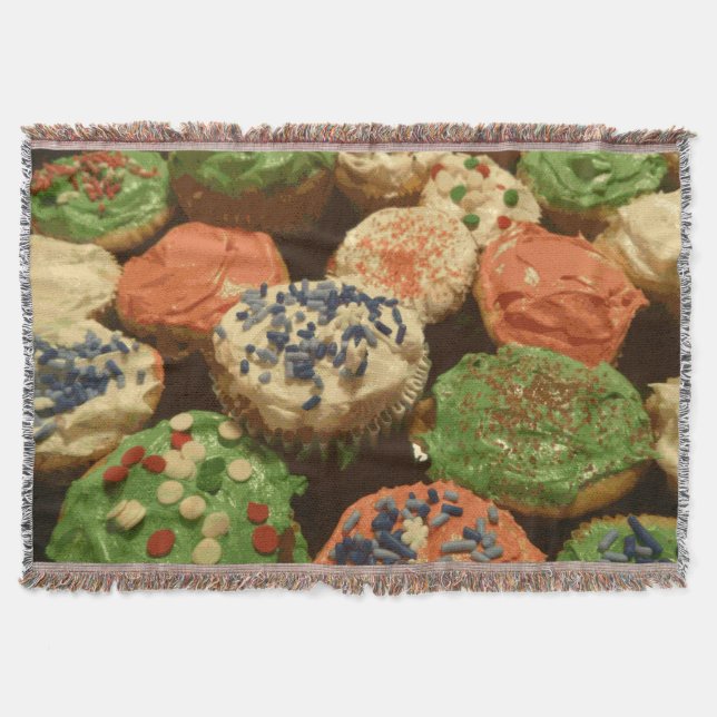 Christmas Cupcakes with Sprinkles Throw Blanket (Front)