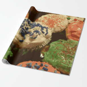 Christmas Cupcakes with Sprinkles Wrapping Paper