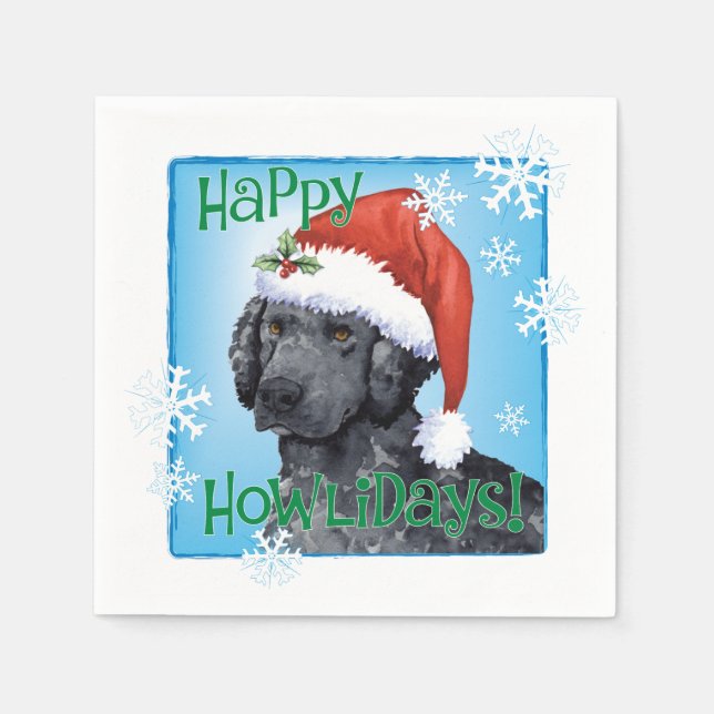 Christmas Curly-Coated Retriever Napkin (Front)