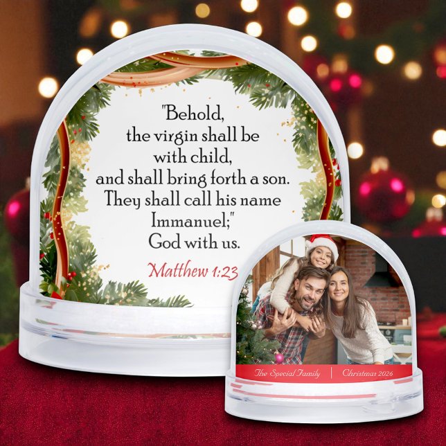 Christmas Custom Bible Verse with Family Photo Snowglobe (Creator Uploaded)