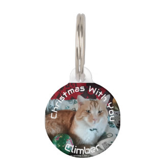 Christmas Custom Cat Two Photos Name Pet Tag